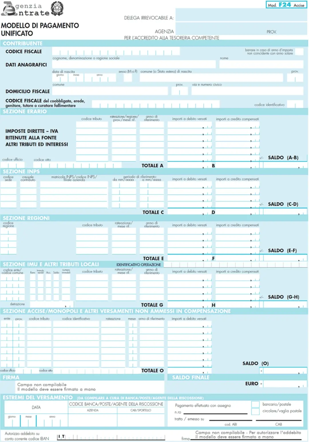 F24 Accise Editabile Compilabile